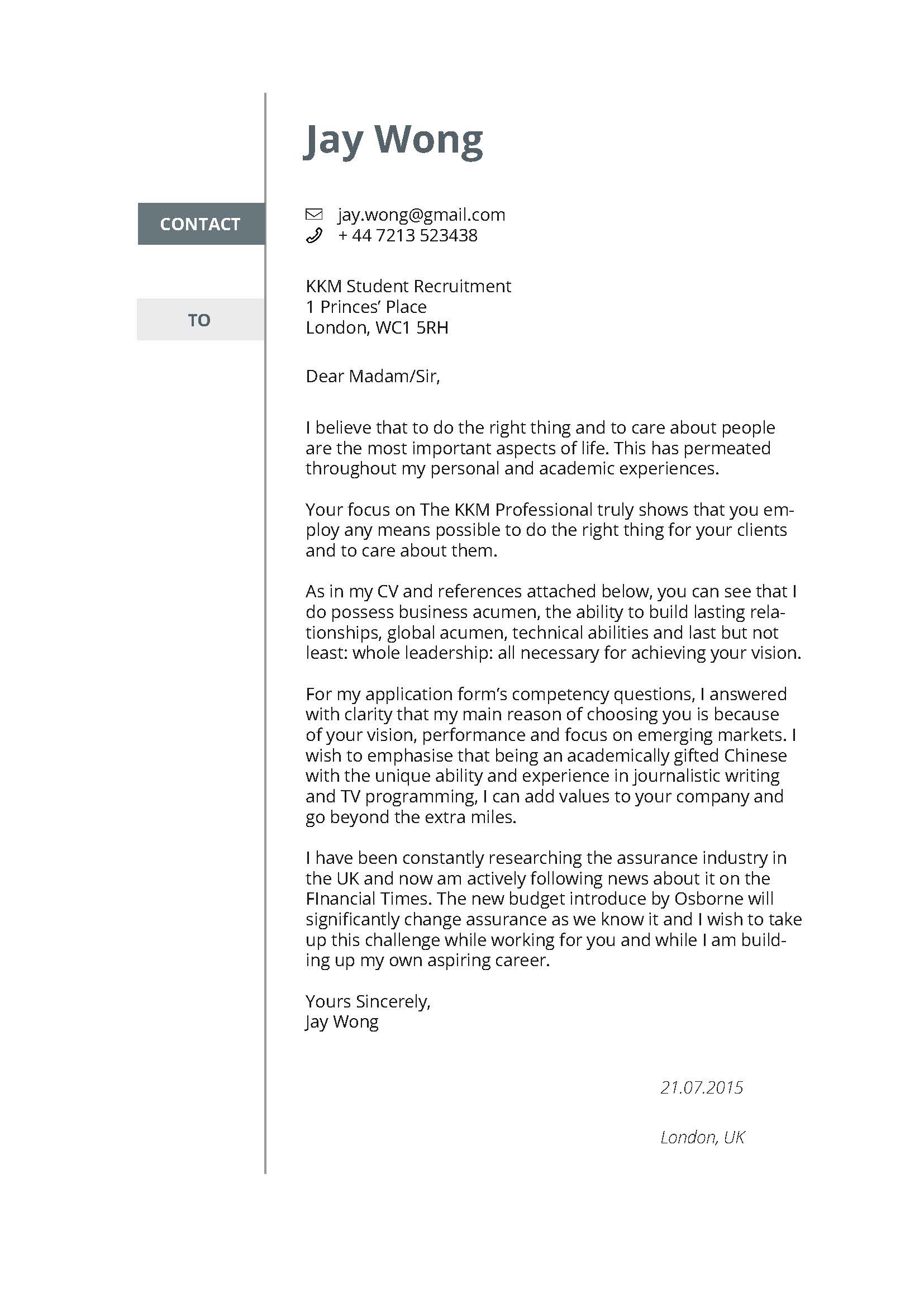 Bain cover letter